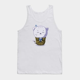 Kawaii cat and warm coffee Tank Top